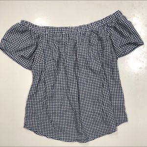 Checkered off the shoulder top